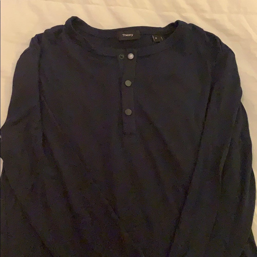 Theory Long Sleeve Snap Henley M Deep Navy